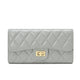 Vespera Women’s Luxury French Quilted Leather Wallet | Leather Clutch for Women (Dove Grey)