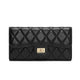 Vespera Women’s Luxury French Quilted Leather Wallet | Leather Clutch for Women (Black)