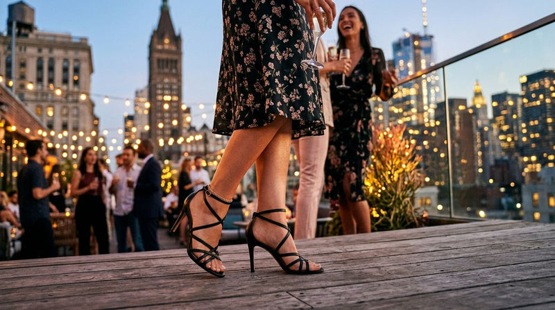 Strappy heeled sandals for a rooftop bar night out