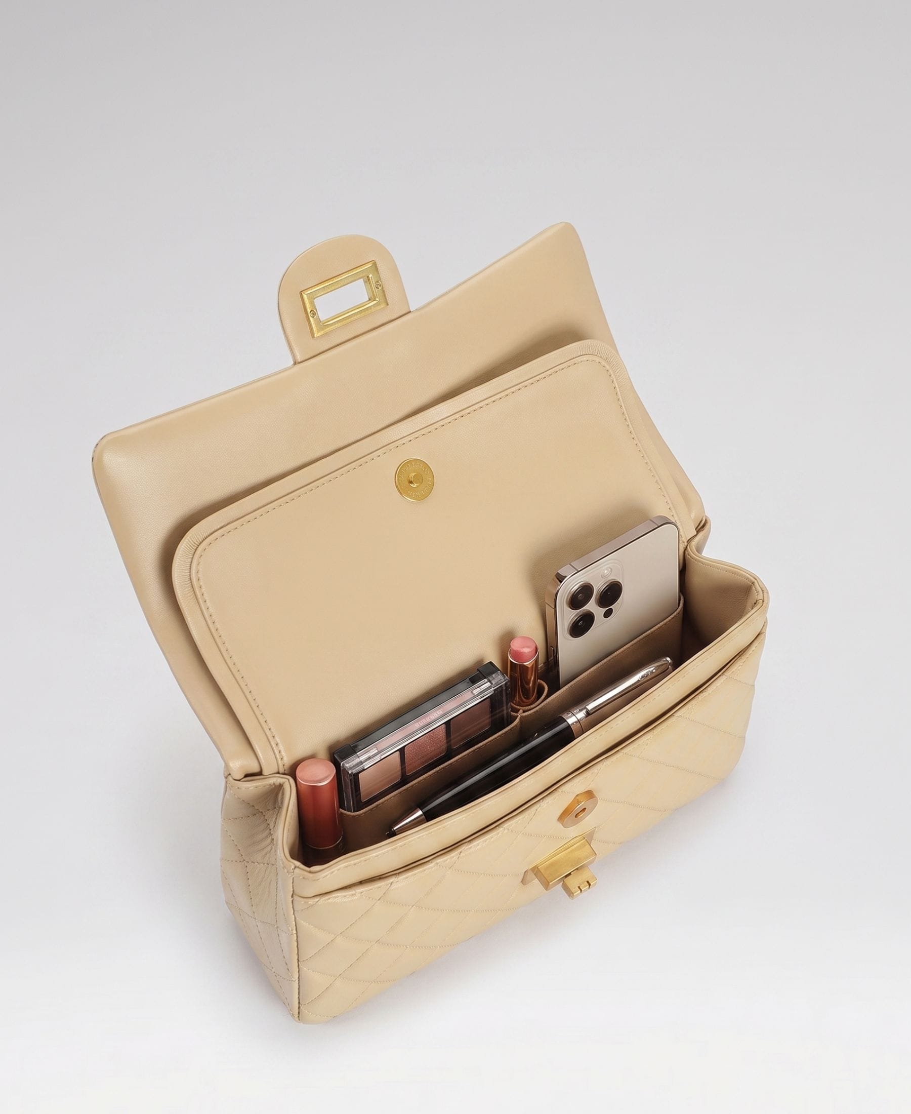 Crossly Beige Leather Medium Shoulder/Crossbody Bag