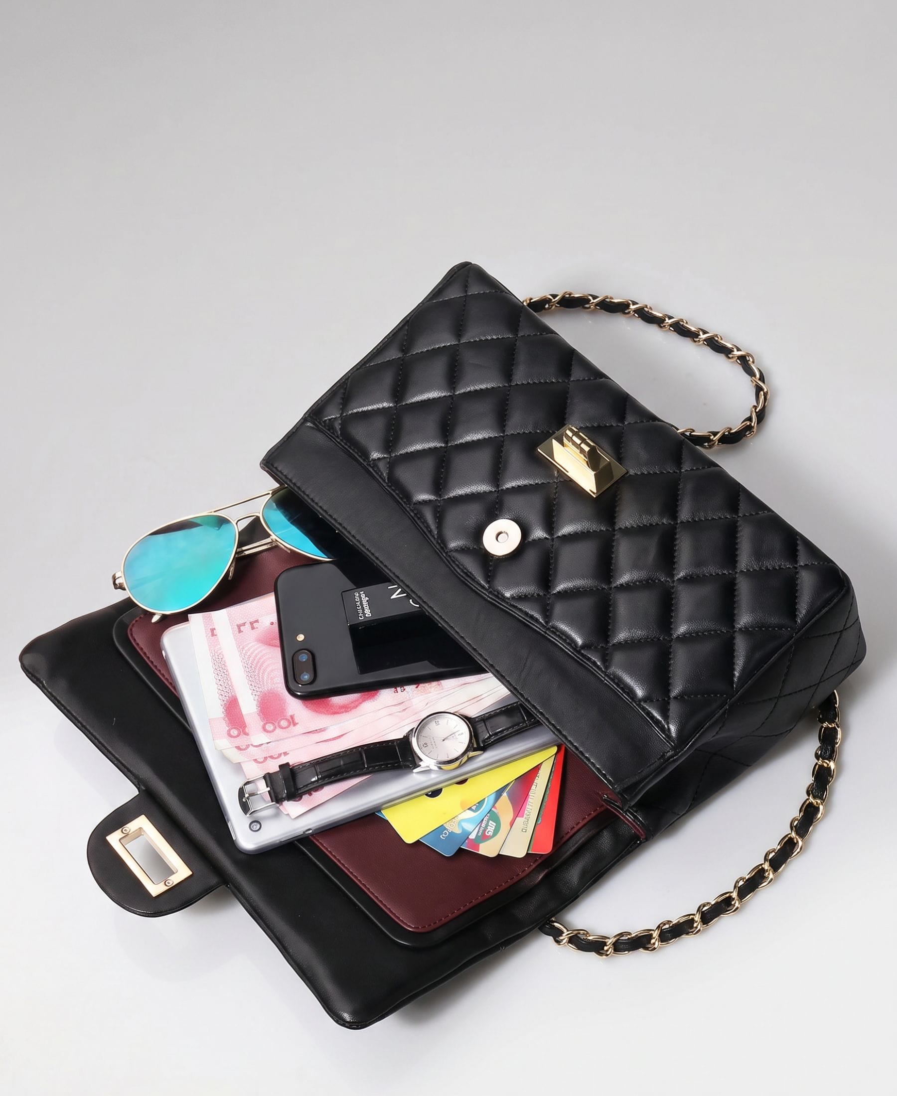Crossly Black Leather Medium Shoulder/Crossbody Bag