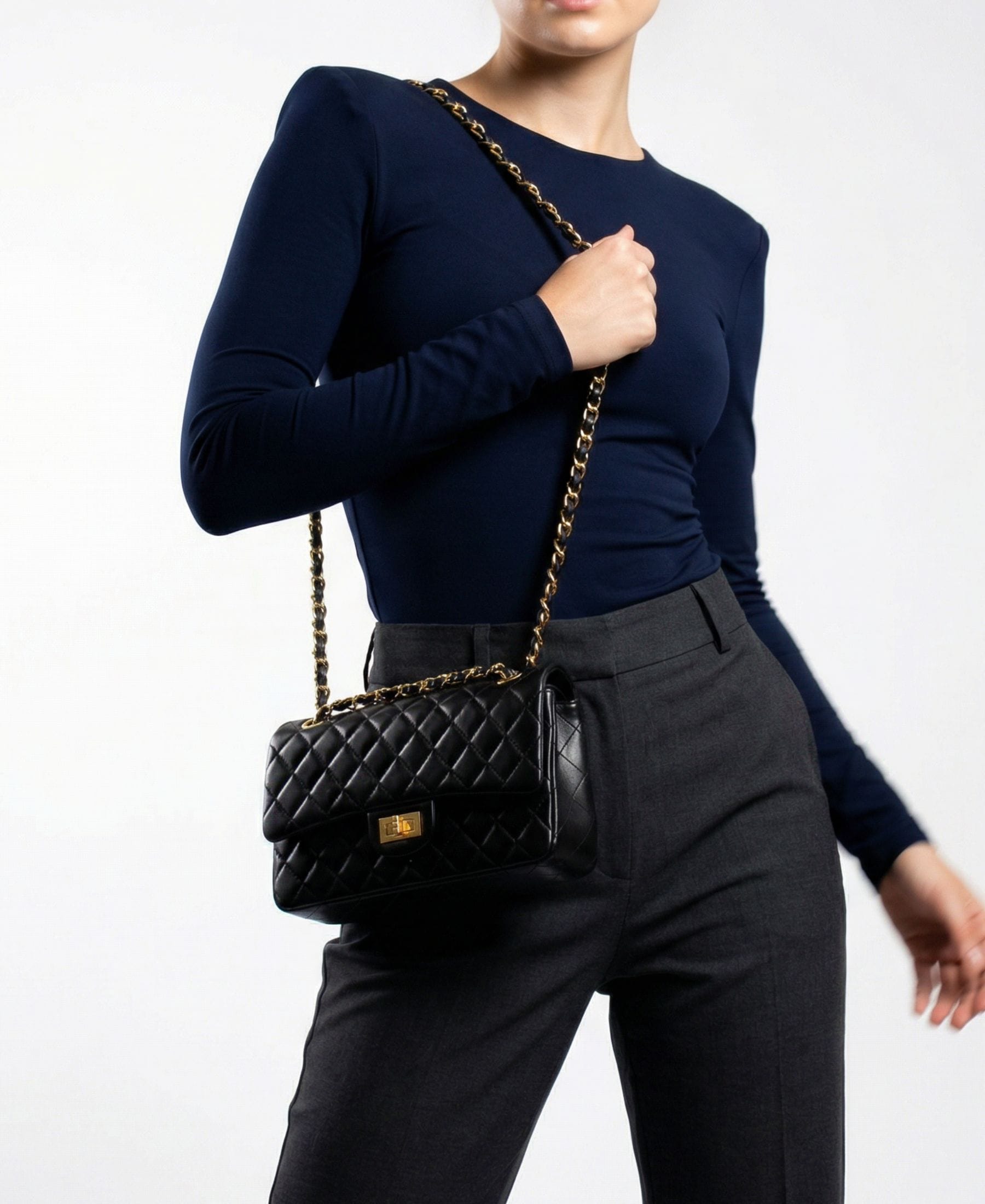 Crossly Black Leather Medium Shoulder/Crossbody Bag