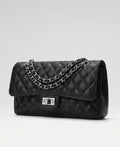 Crossly Leather Medium Shoulder/Crossbody Bag, Black Grained