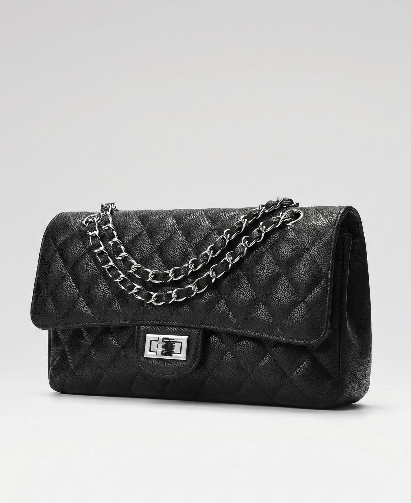 Crossly Leather Medium Shoulder/Crossbody Bag, Black Grained