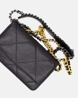 Riot Black Leather Medium Shoulder Bag