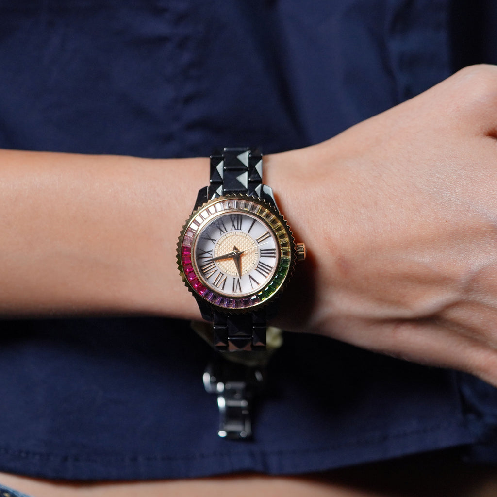 Intergalactic Ceramic Women's Black Gold Watch