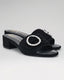 Goddess Black Suede Crystal Buckle Slide Sandal
