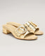 Goddess Gold Suede Crystal Buckle Slide Sandal