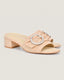 Goddess Nude Suede Crystal Buckle Slide Sandal