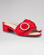 Goddess Red Suede Crystal Buckle Slide Sandal