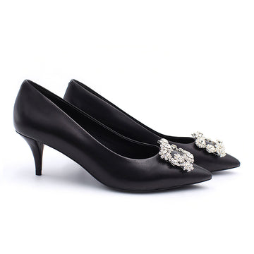 Marylyn Black Crystal Kitten Heel Pump