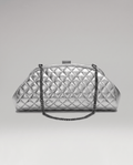 Lovers Clutch Silver Quilted Leather Clutch