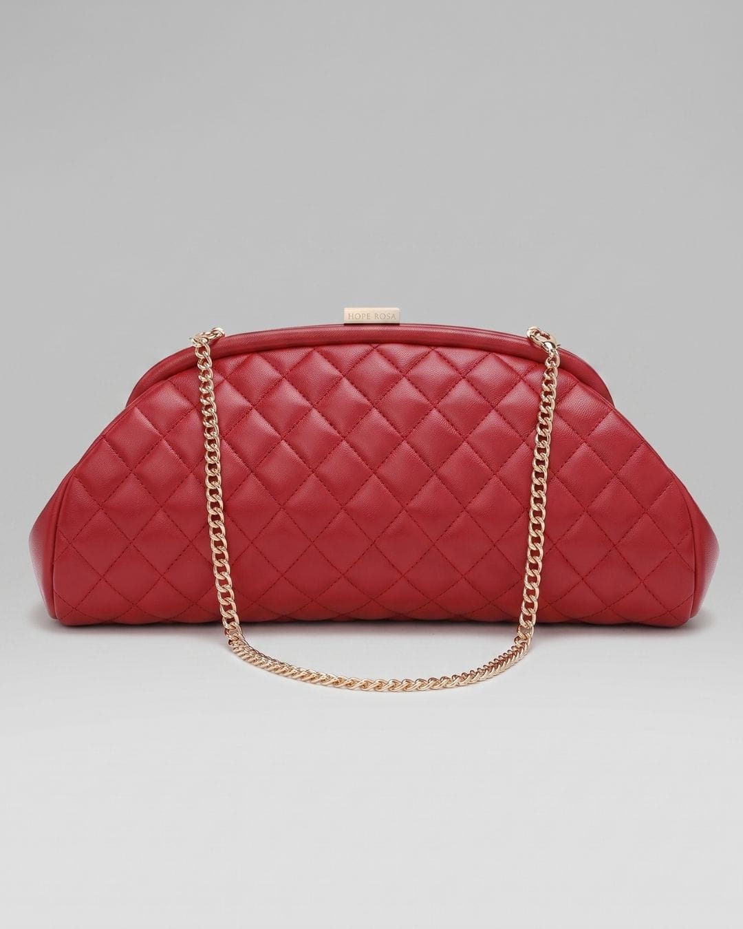 HOPE ROZA Lovers Clutch Italian Red Quilted Leather Clutch