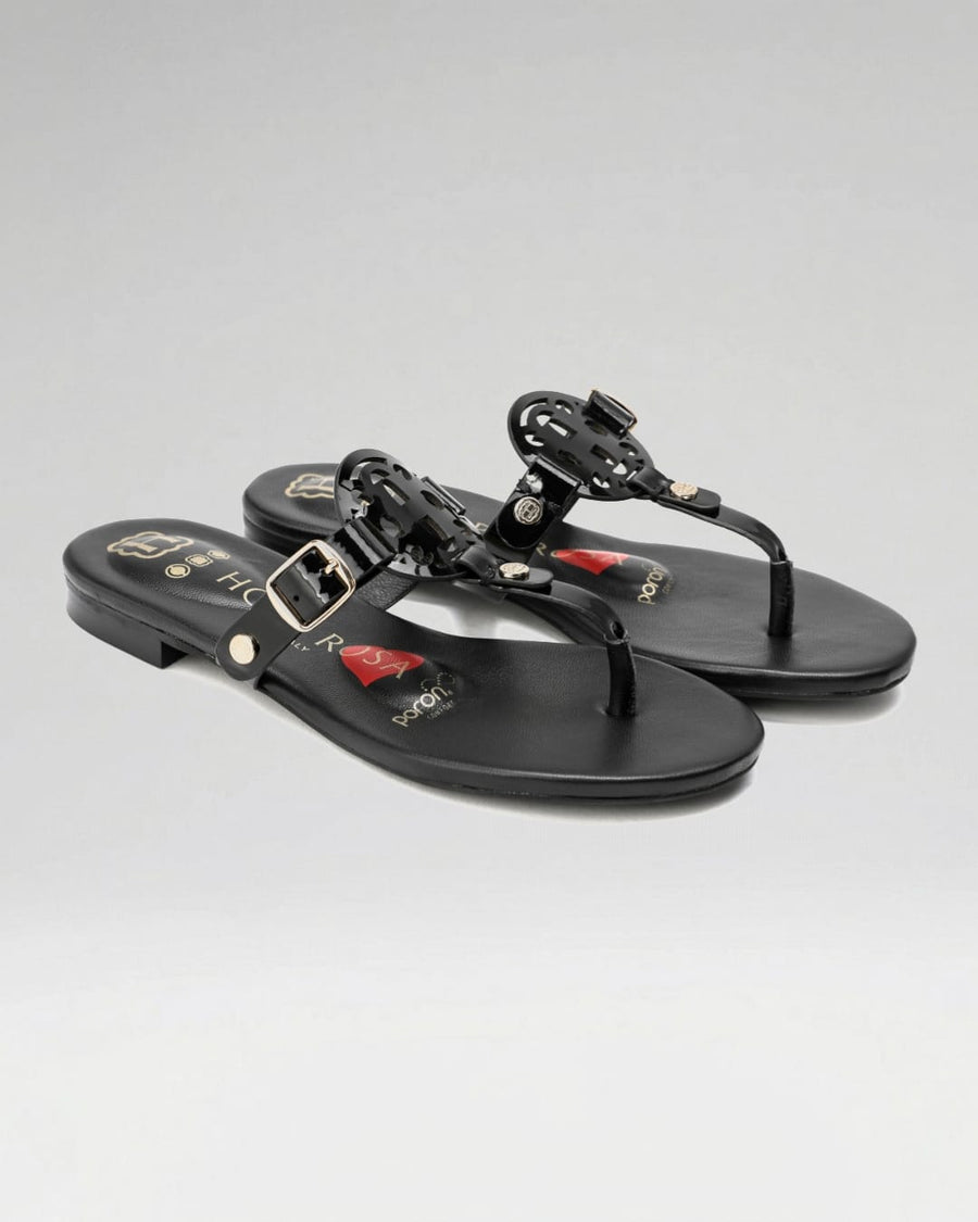 Moonraker Black Leather Sandal