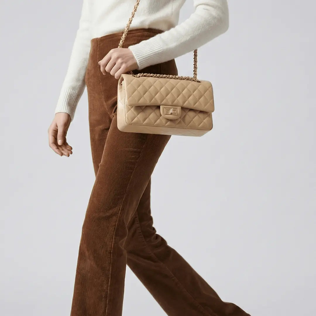 HOPE ROZA Crossly Beige Leather Medium Shoulder/Crossbody Bag