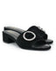 Goddess Black Suede Crystal Buckle Slide Sandal