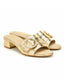 Goddess Gold Suede Crystal Buckle Slide Sandal