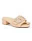 Goddess Nude Suede Crystal Buckle Slide Sandal