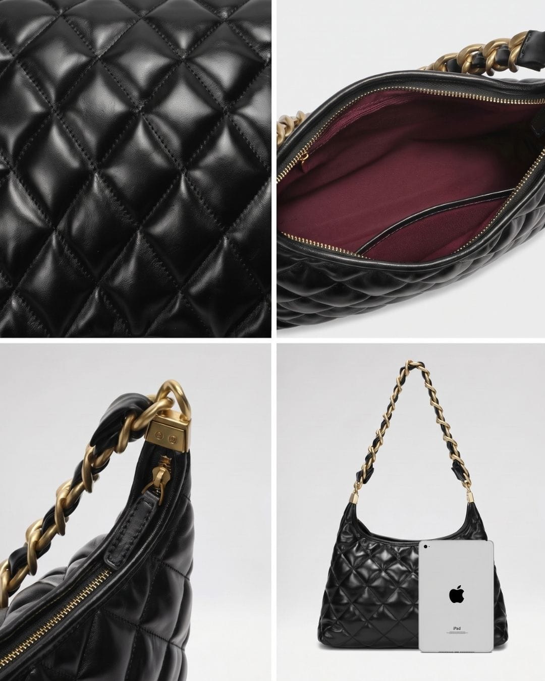 HOPE ROZA ARDOUR Quilted Leather Shoulder Bag (Black)