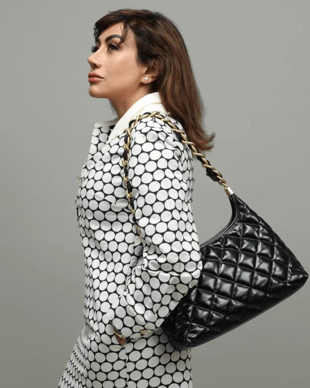 HOPE ROZA ARDOUR Quilted Leather Shoulder Bag (Black)
