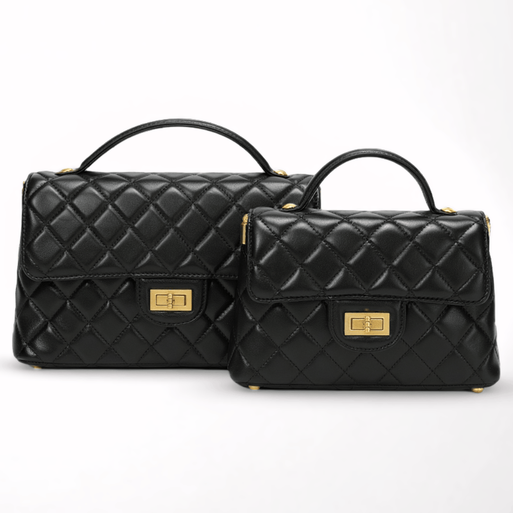 HOPE ROZA Bags Solace Quilted Calf Leather 2-Way Handbag & Crossbody (Black)