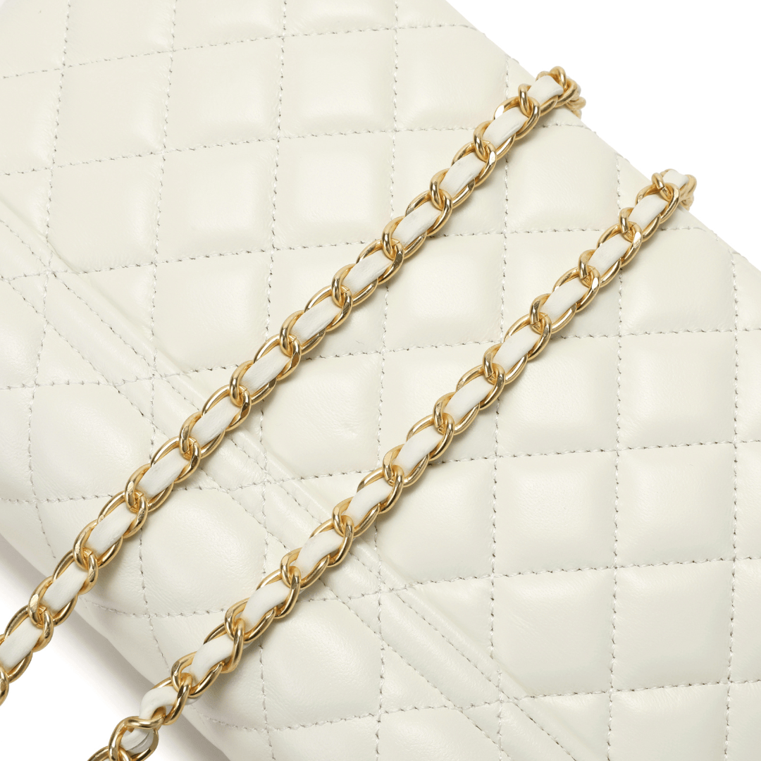 SOLACE Quilted Leather 2-Way Handbag & Crossbody Bag (White