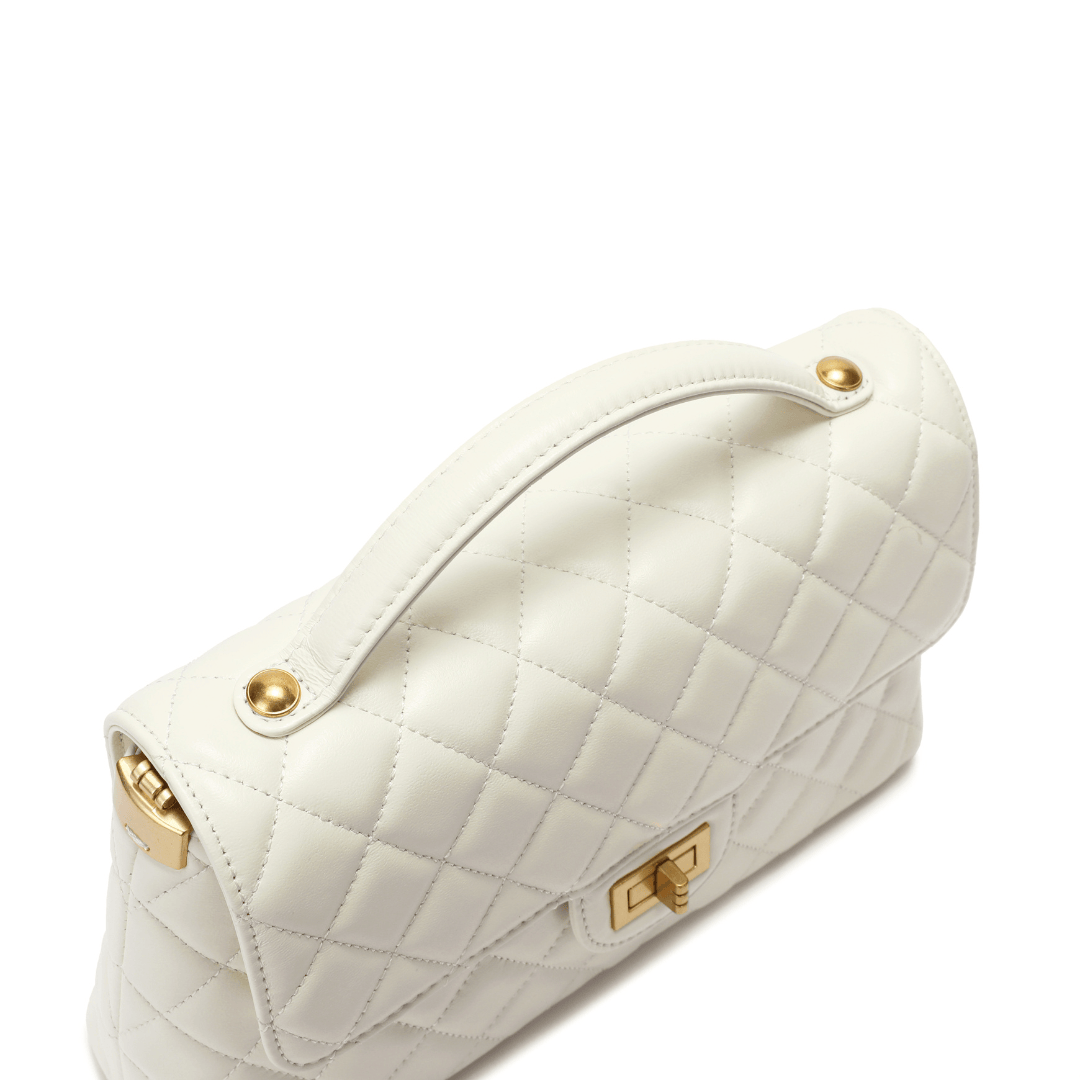 SOLACE Quilted Leather 2-Way Handbag & Crossbody Bag (White