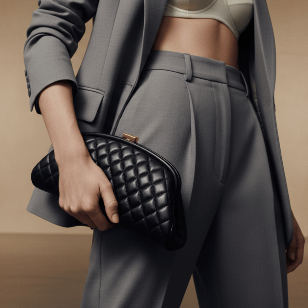 HOPE ROZA Lovers Clutch Black Quilted Leather Clutch