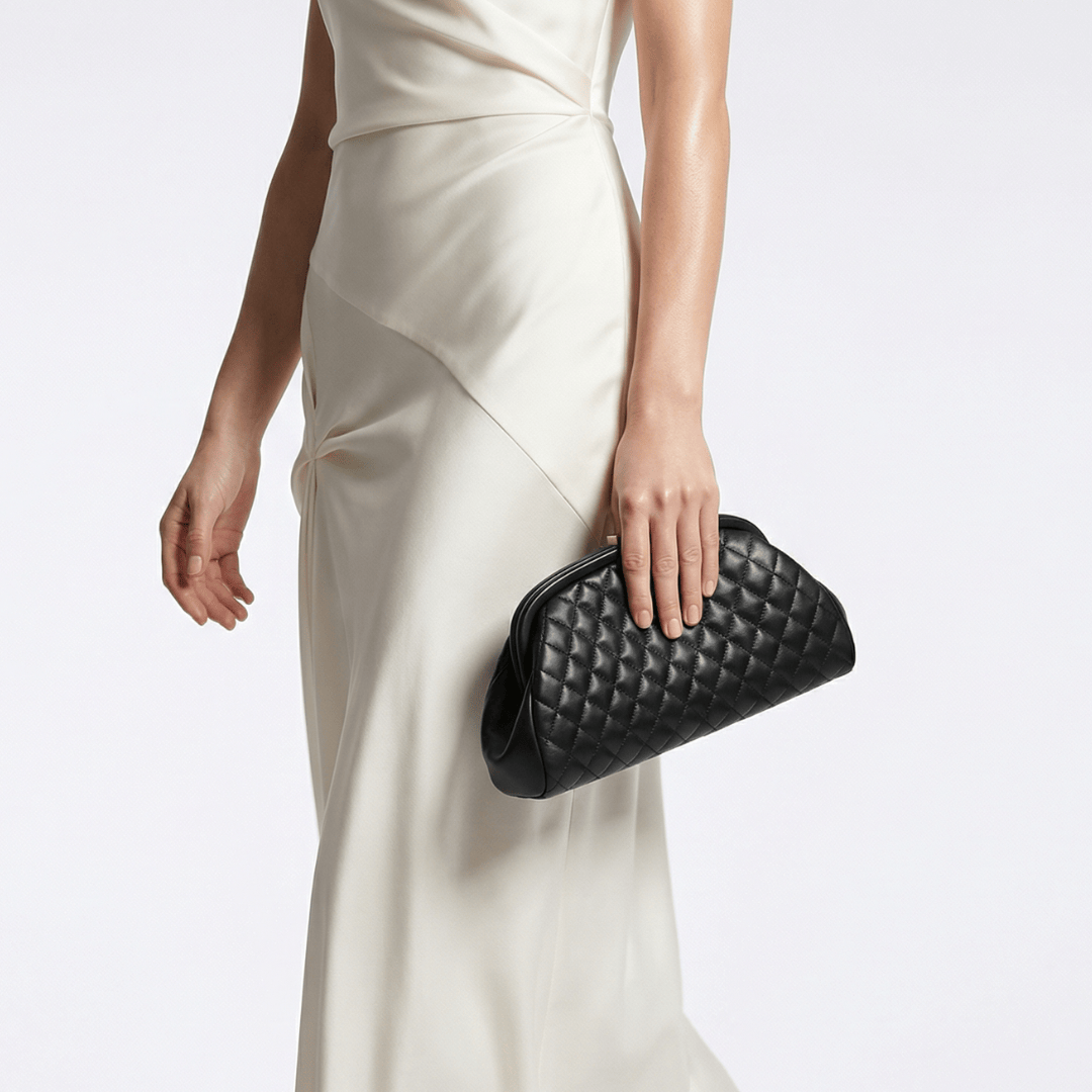 HOPE ROZA Lovers Clutch Black Quilted Leather Clutch