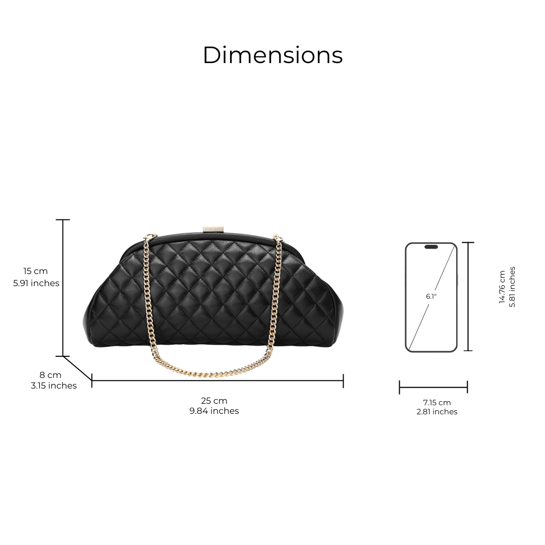 HOPE ROZA Lovers Clutch Black Quilted Leather Clutch