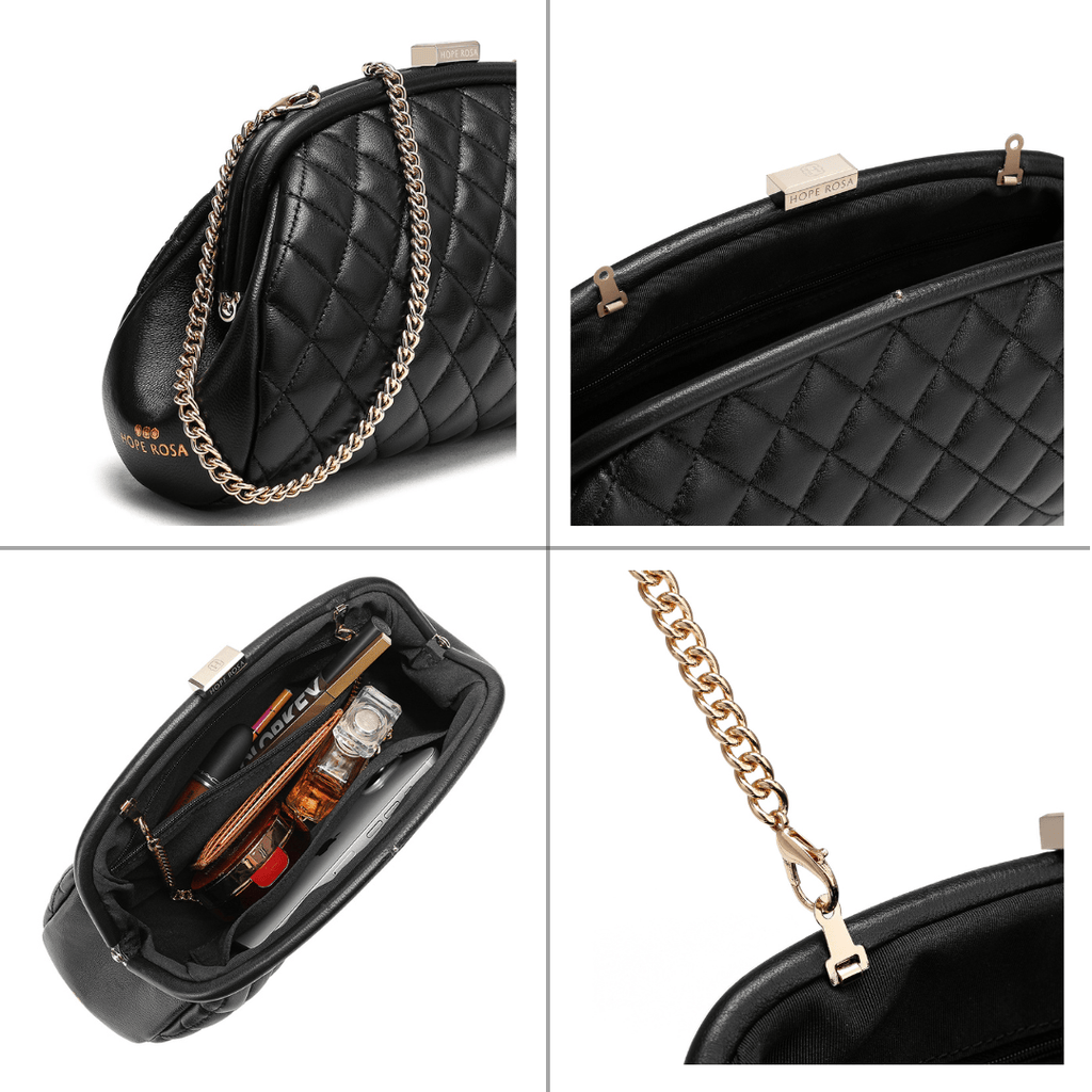 HOPE ROZA Clutches Lovers Clutch Black Quilted Leather Clutch