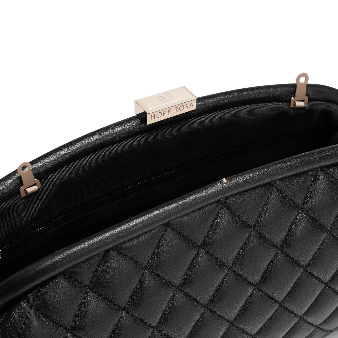 HOPE ROZA Lovers Clutch Black Quilted Leather Clutch