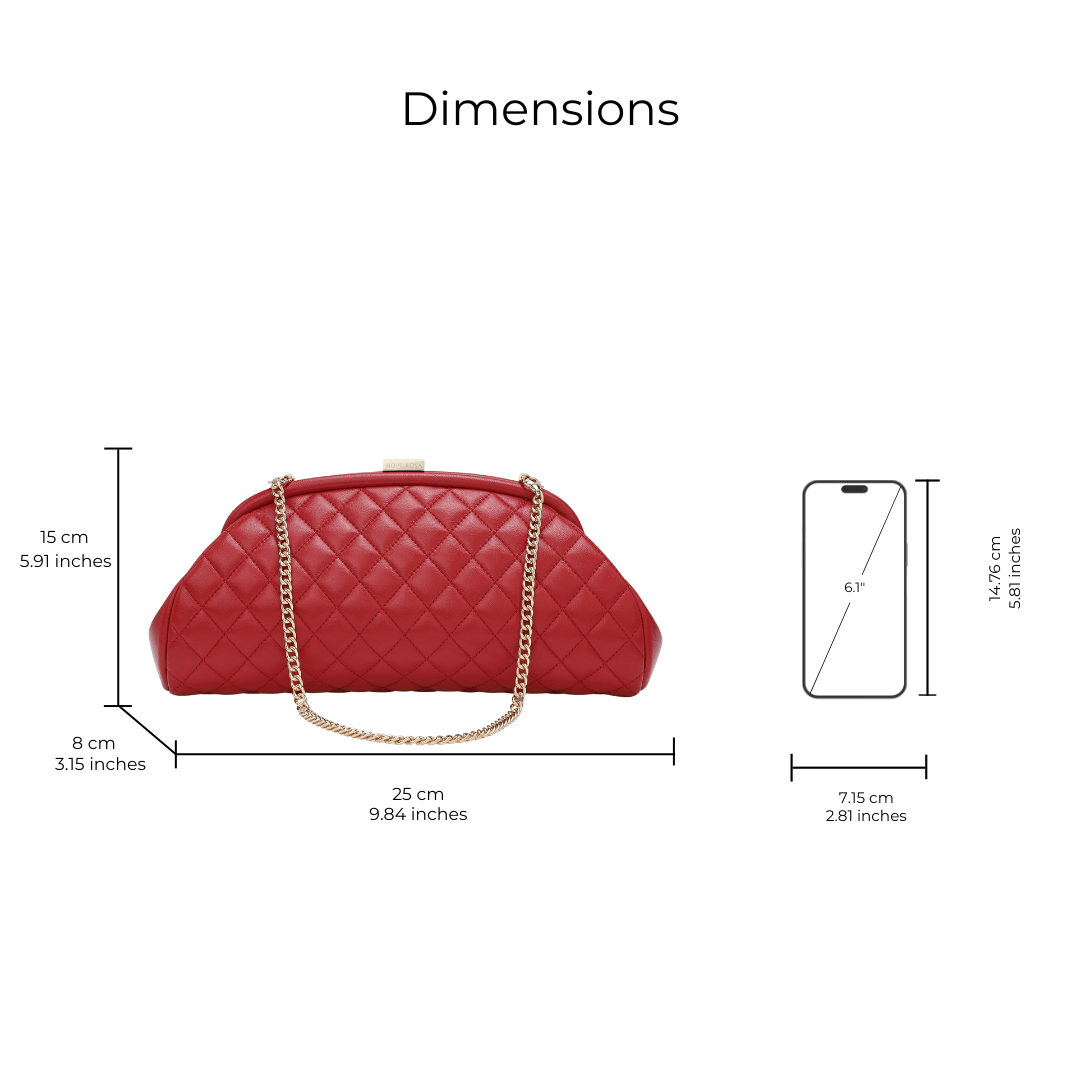 HOPE ROZA Lovers Clutch Italian Red Quilted Leather Clutch