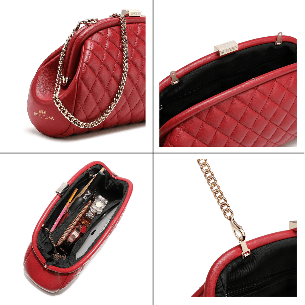 HOPE ROZA Clutches Lovers Clutch Italian Red Quilted Leather Clutch