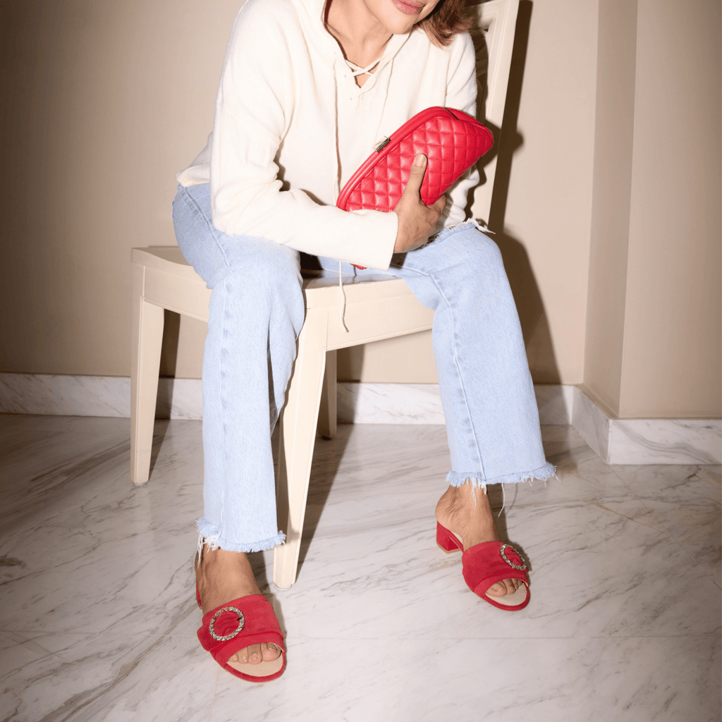 HOPE ROZA Clutches Lovers Clutch Italian Red Quilted Leather Clutch