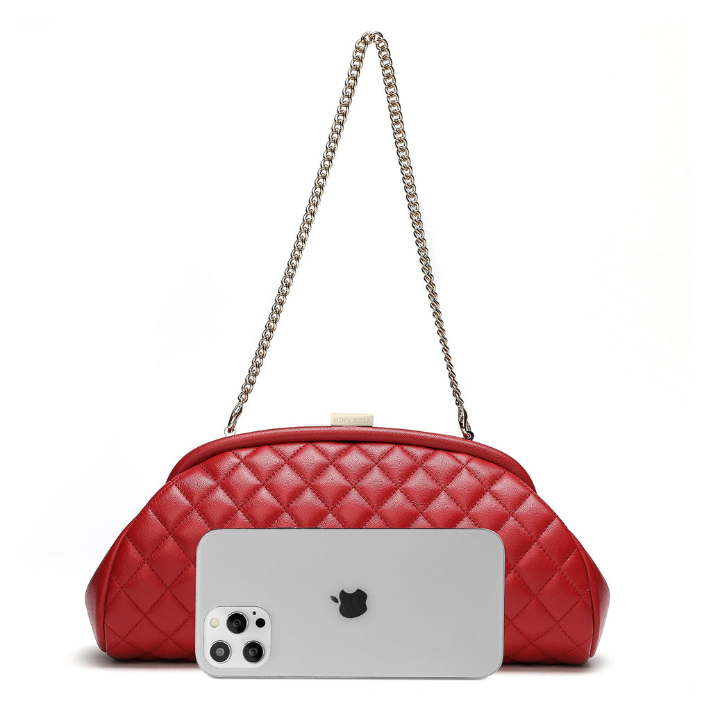 HOPE ROZA Clutches Lovers Clutch Italian Red Quilted Leather Clutch
