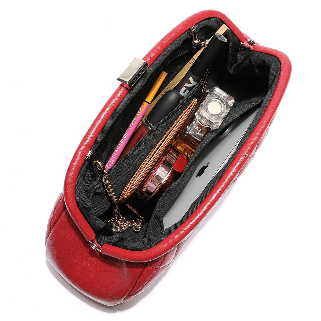 HOPE ROZA Lovers Clutch Italian Red Quilted Leather Clutch