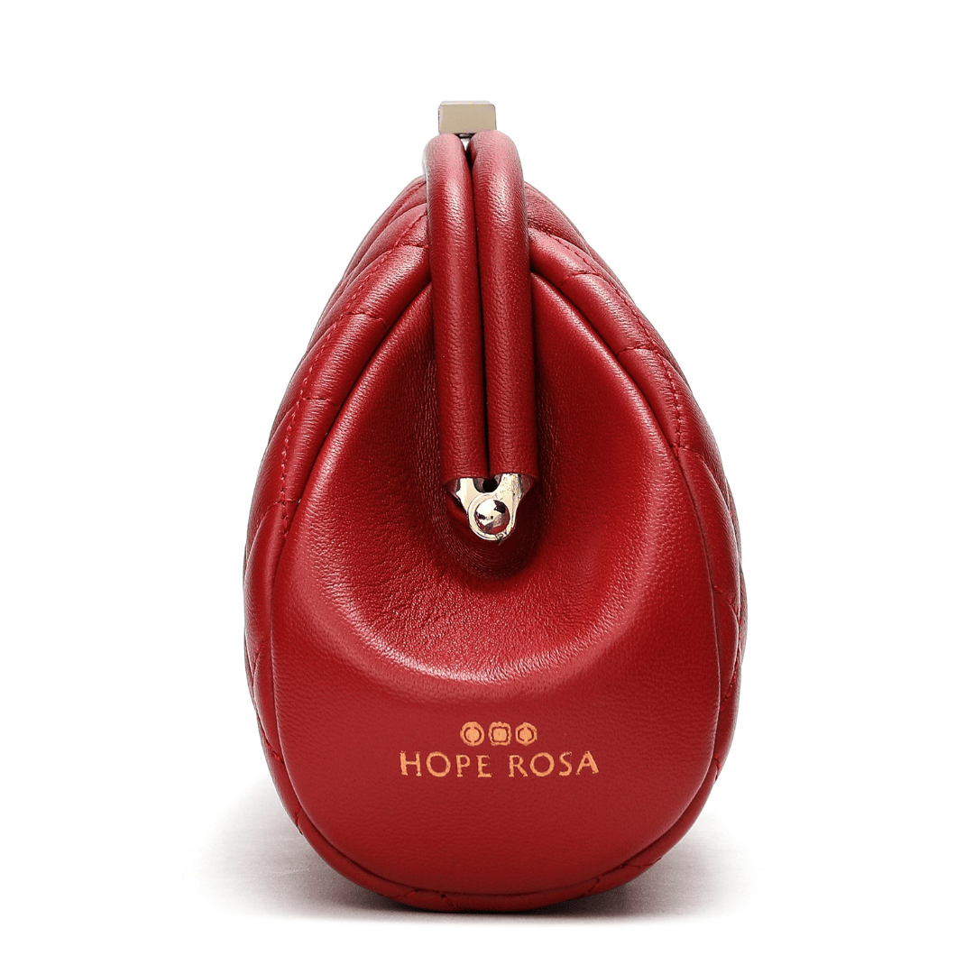 HOPE ROZA Lovers Clutch Italian Red Quilted Leather Clutch