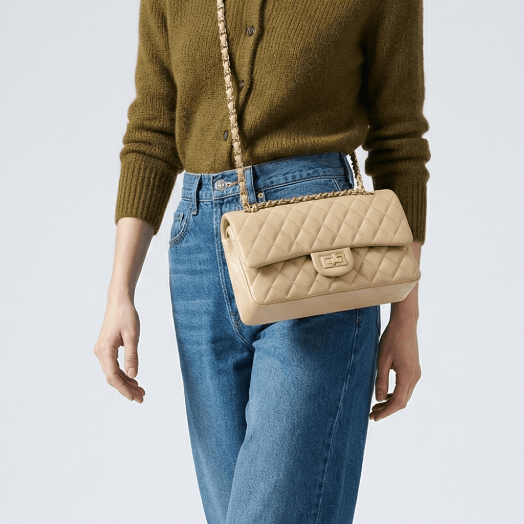 HOPE ROZA Crossbody Bags Crossly Beige Leather Medium Shoulder/Crossbody Bag