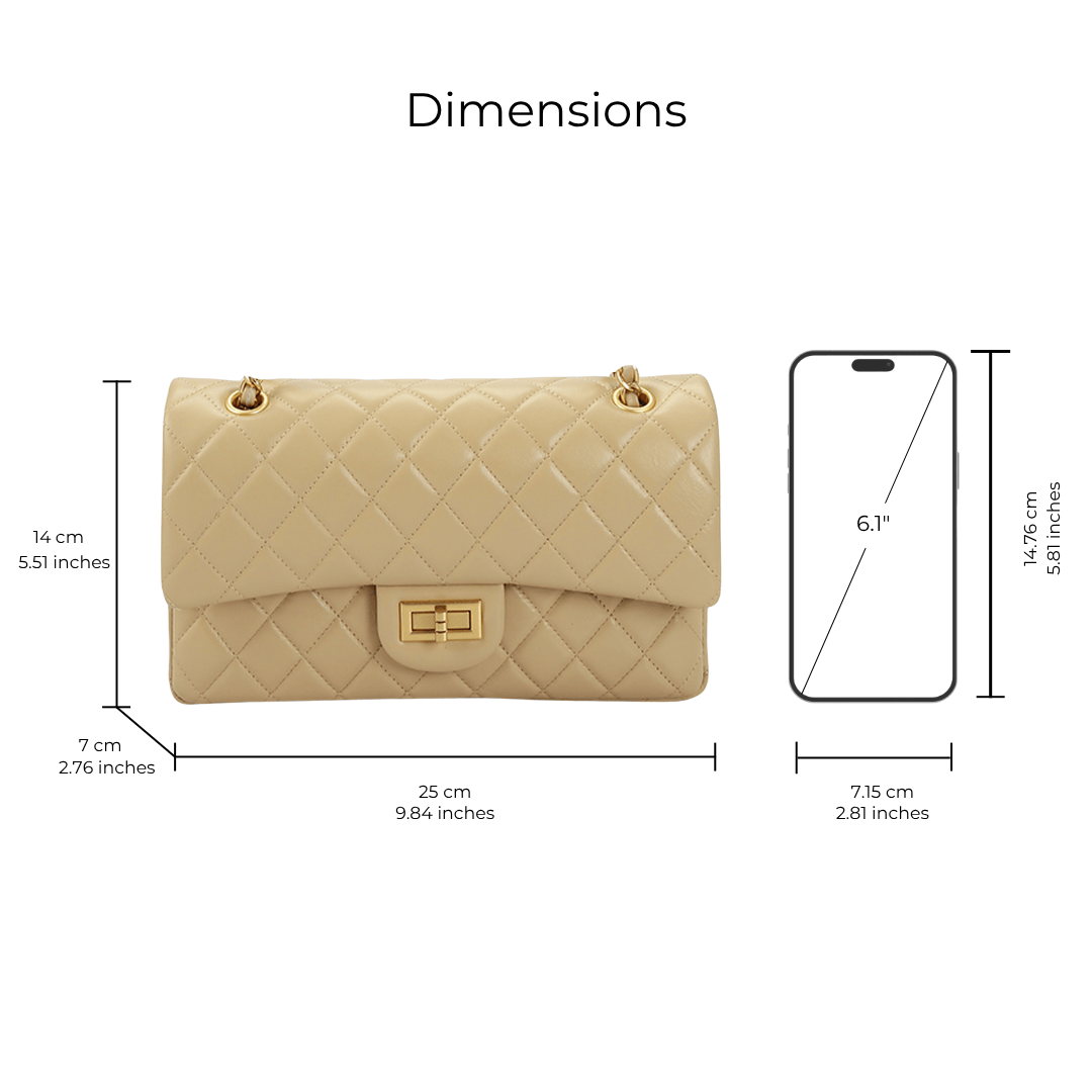 HOPE ROZA Crossly Beige Leather Medium Shoulder/Crossbody Bag