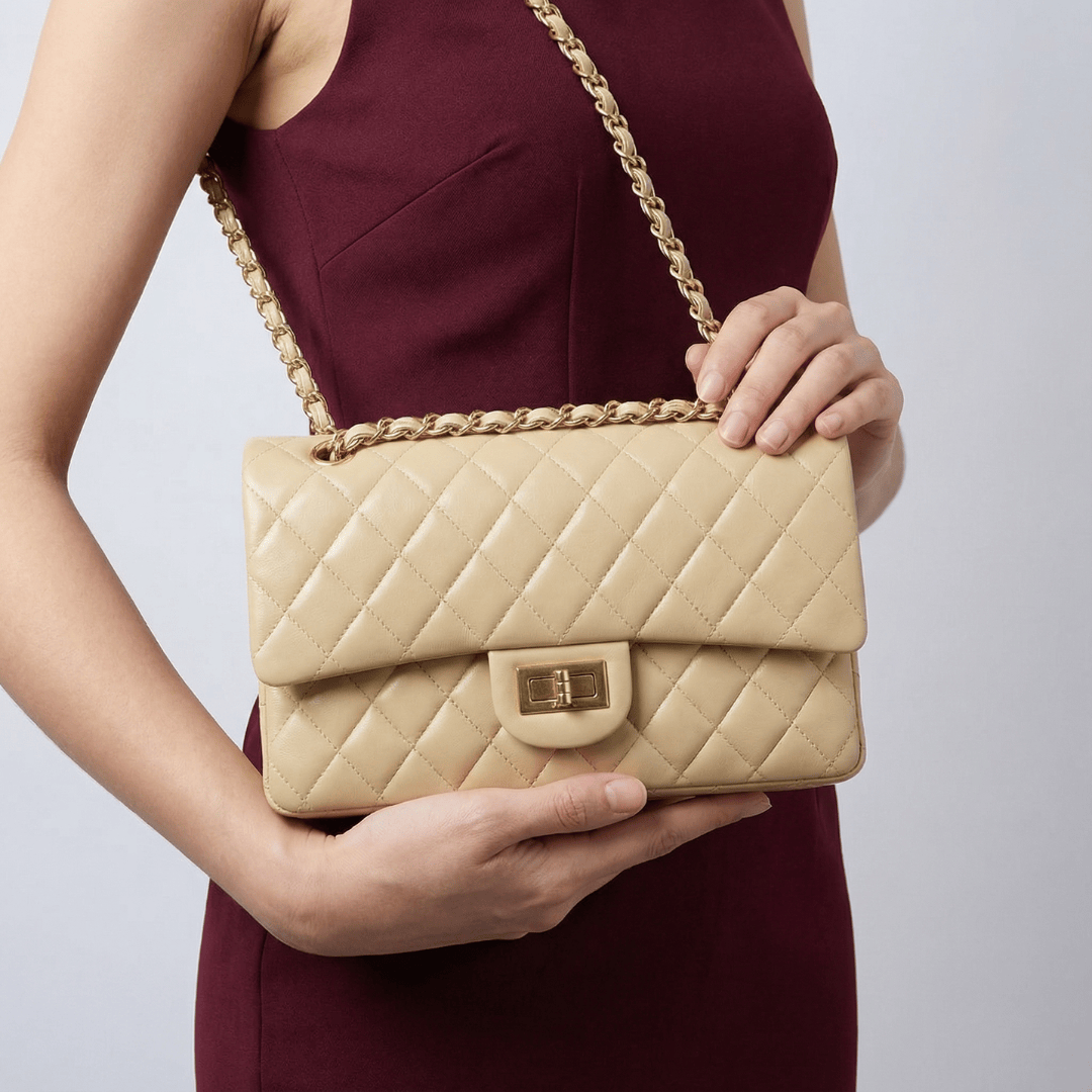 Crossly Beige Leather Medium Shoulder/Crossbody Bag
