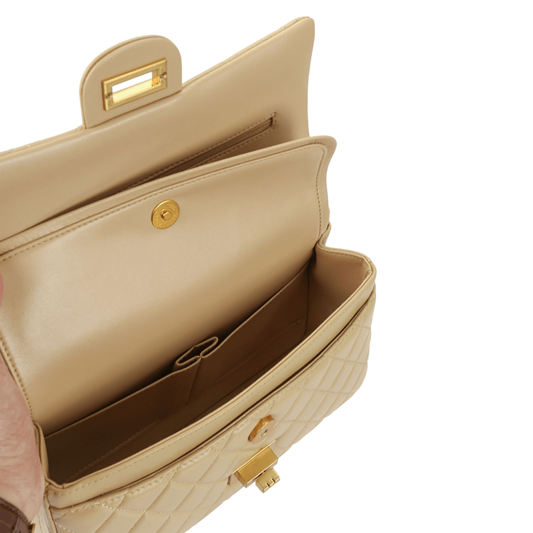 HOPE ROZA Crossly Beige Leather Medium Shoulder/Crossbody Bag