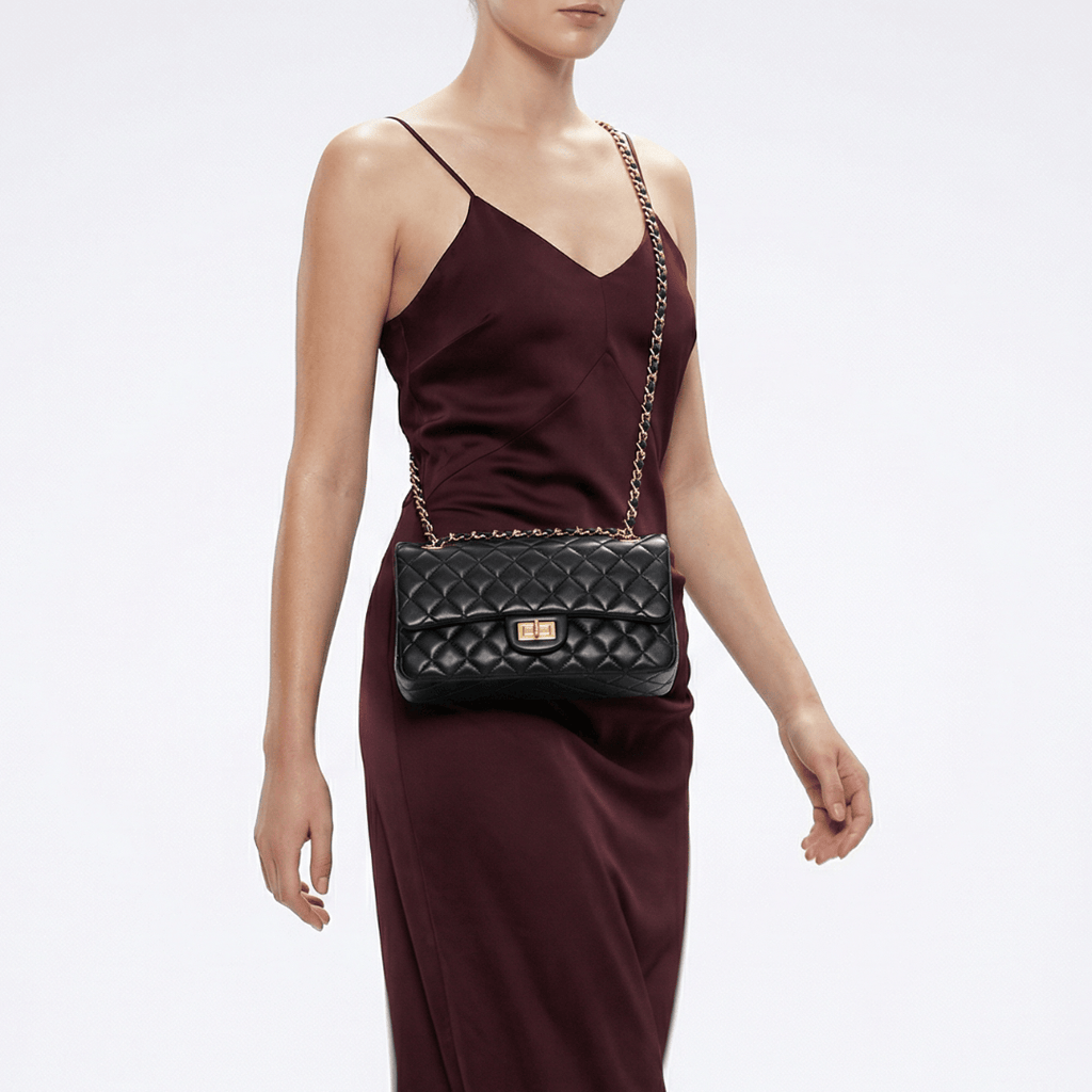 HOPE ROZA Crossbody Bags Crossly Black Leather Medium Shoulder/Crossbody Bag