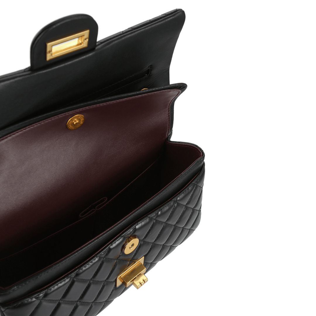 Crossly Black Leather Medium Shoulder/Crossbody Bag