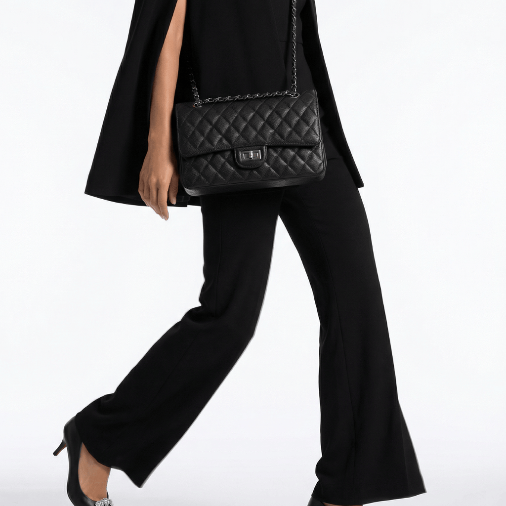 HOPE ROZA Crossbody Bags Crossly Leather Medium Shoulder/Crossbody Bag, Black Grained