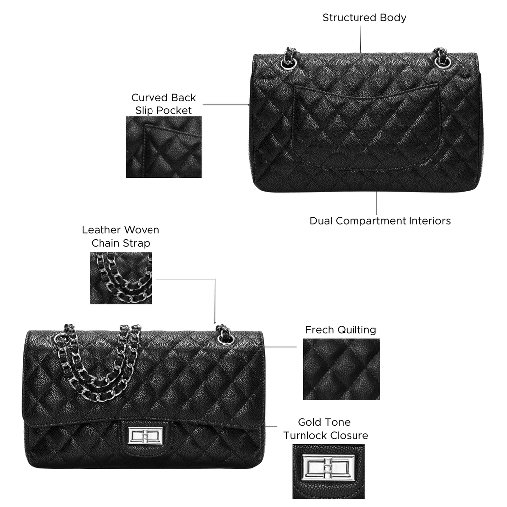 HOPE ROZA Crossbody Bags Crossly Leather Medium Shoulder/Crossbody Bag, Black Grained