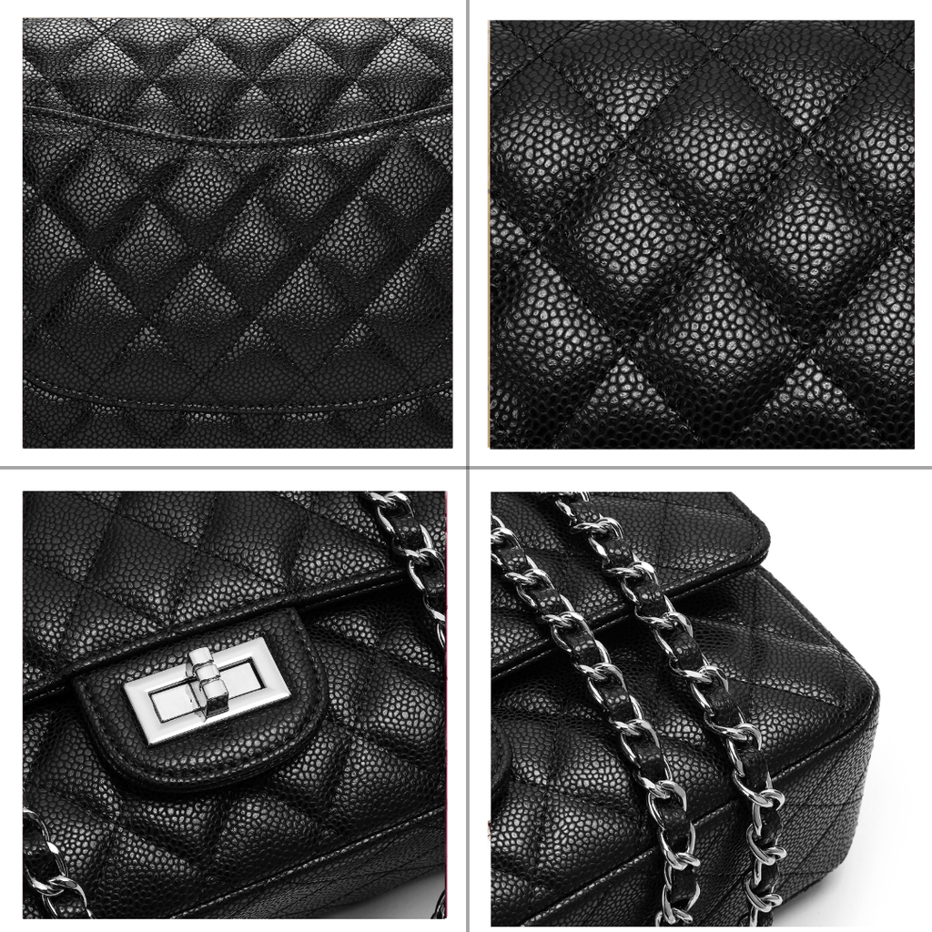 HOPE ROZA Crossbody Bags Crossly Leather Medium Shoulder/Crossbody Bag, Black Grained