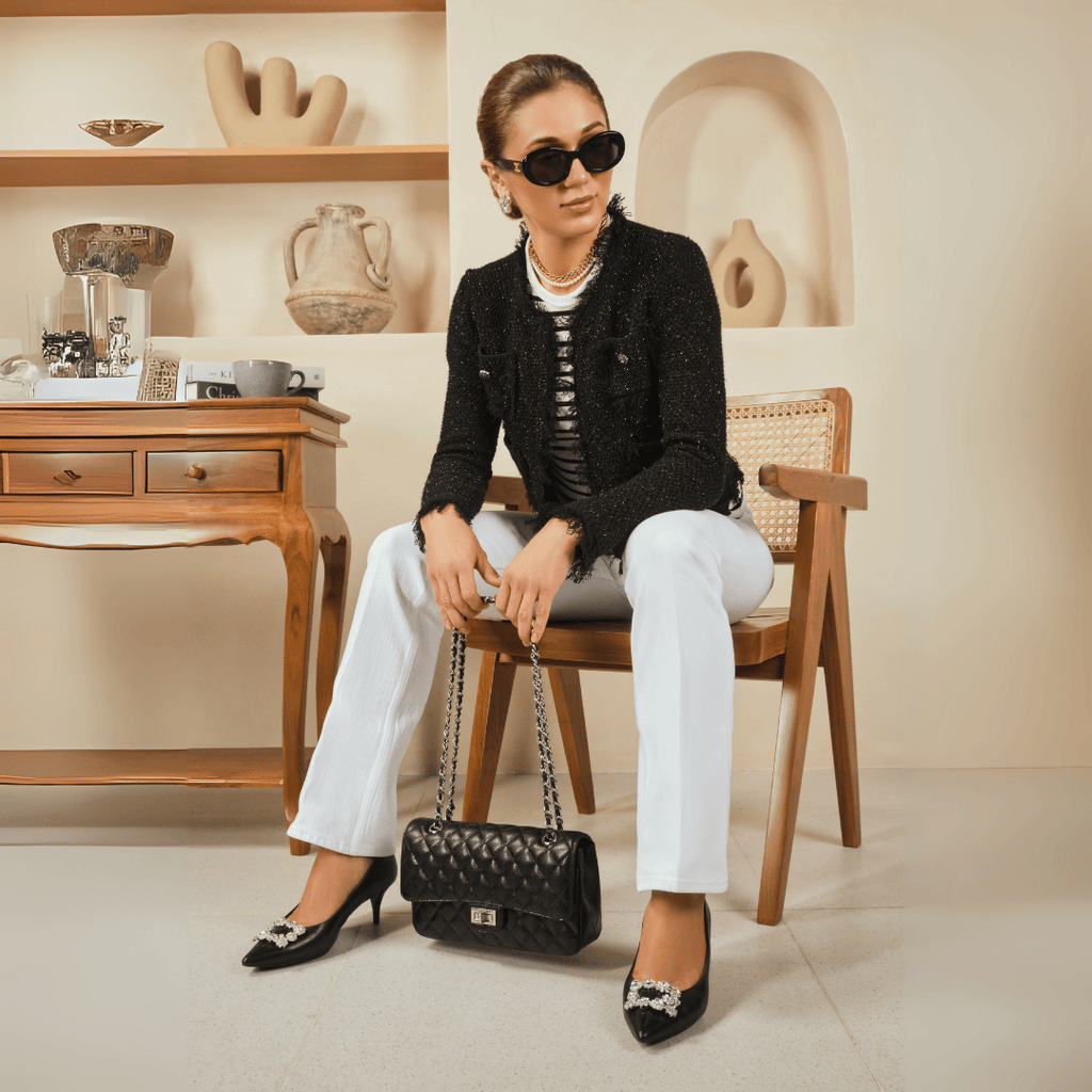 HOPE ROZA Crossbody Bags Crossly Leather Medium Shoulder/Crossbody Bag, Black Grained