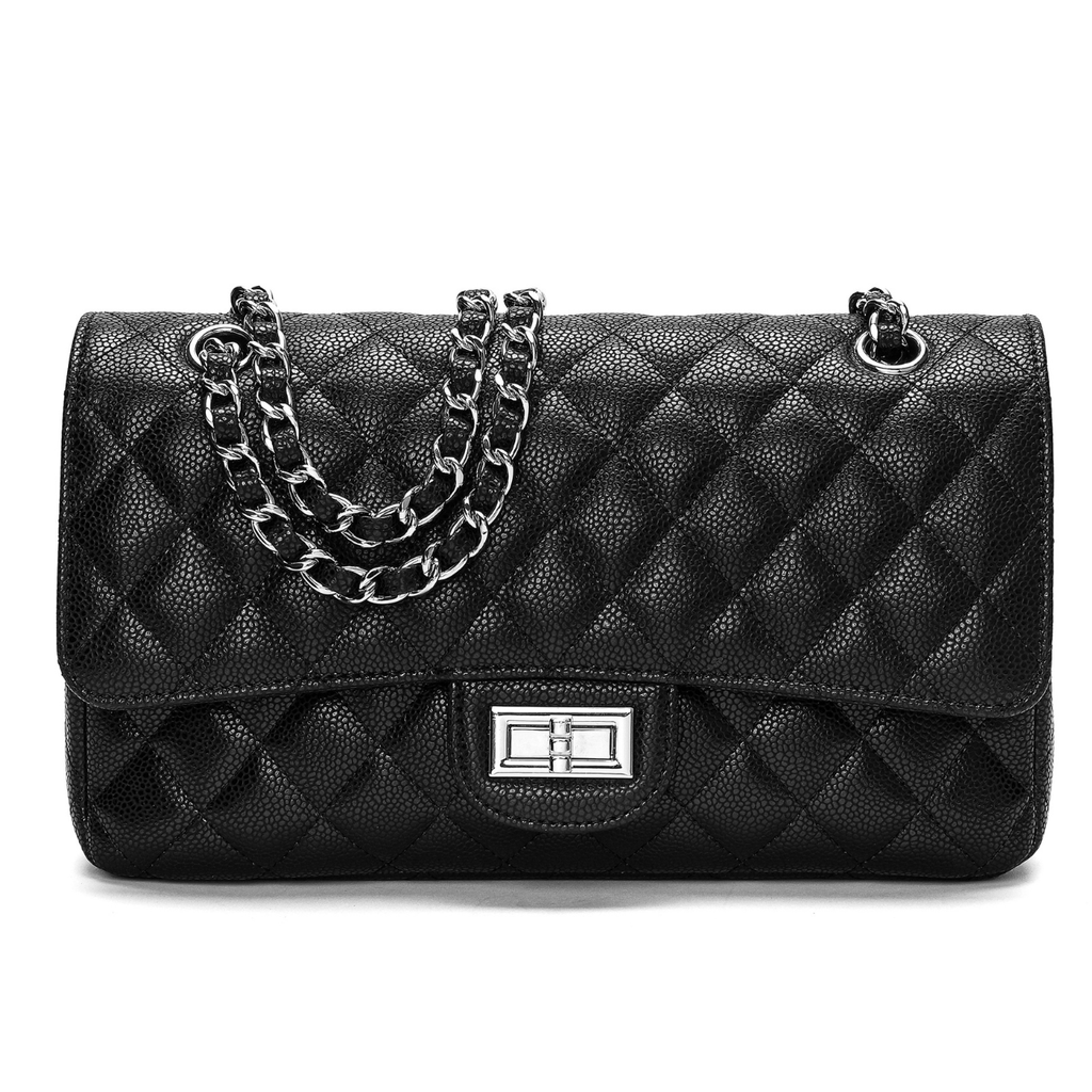 HOPE ROZA Crossbody Bags Crossly Leather Medium Shoulder/Crossbody Bag, Black Grained