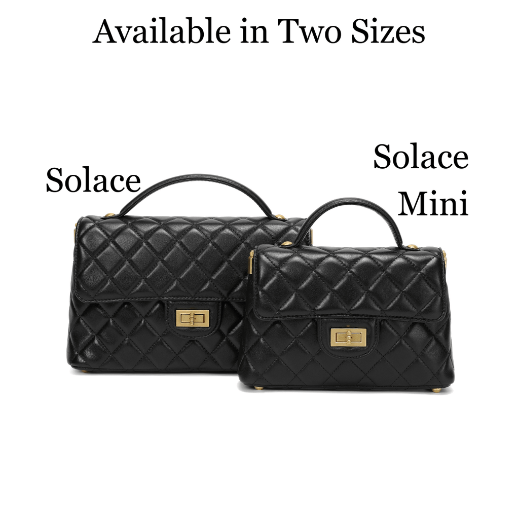 HOPE ROZA Crossbody Bags SOLACE Mini Quilted Leather Top Handle/Crossbody Bag (Black)
